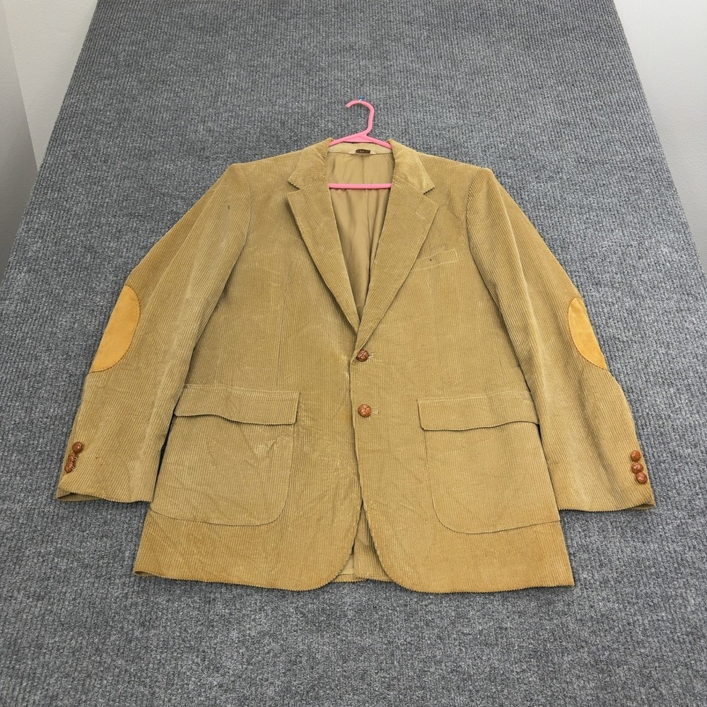 Vintage Eagle Pass Blazer Mens Tan Corduroy Elbow Patches Academic Style